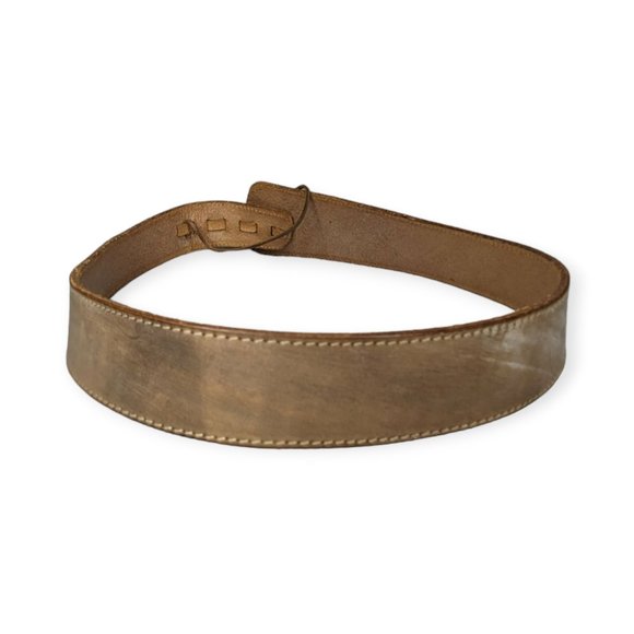 Vintage Banana Republic Save the Tiger 100% Leather Belt with Bone Buckle main image 6